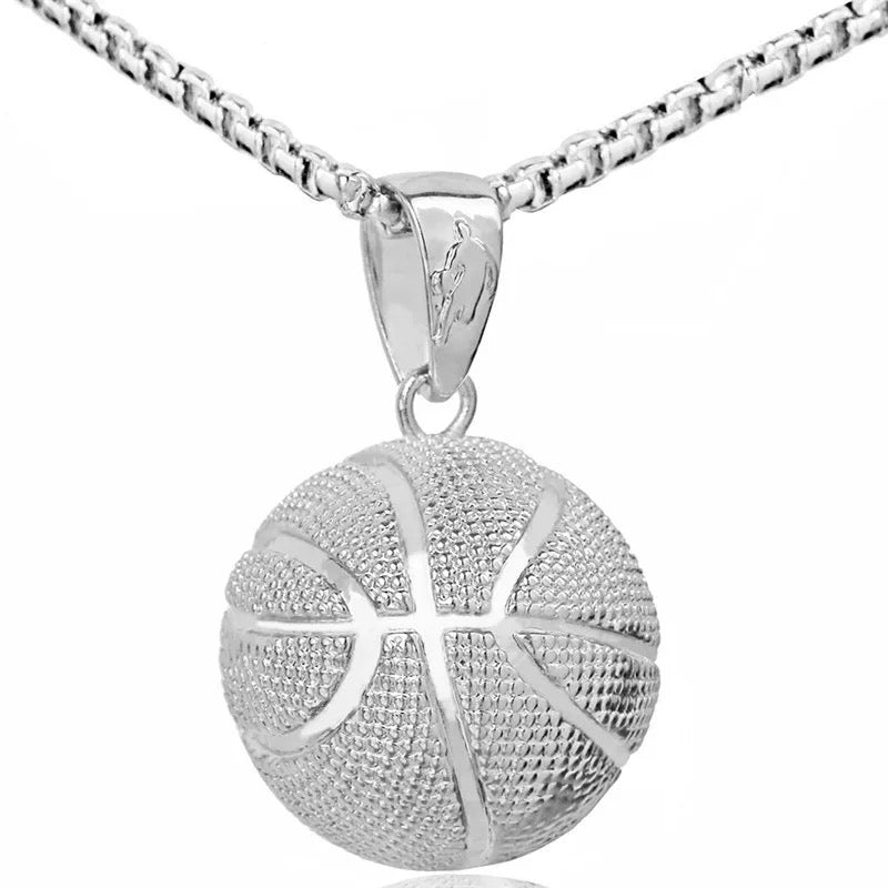 3D Basketball Pendant and Chain Necklace - Sportzzheads