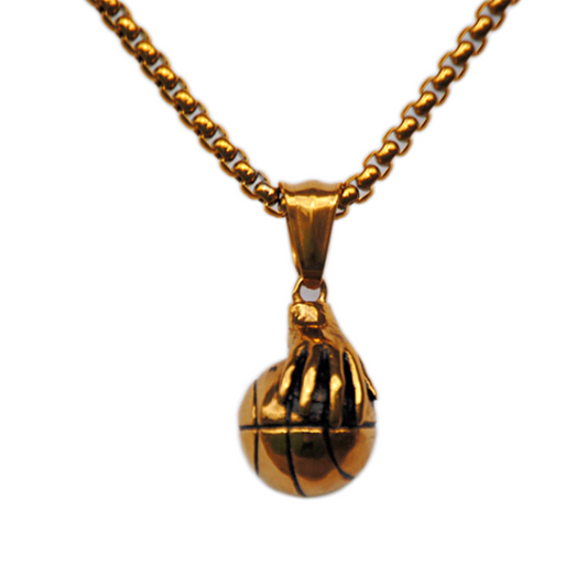 Hand Palming Basketball Pendant and Chain Necklace - Sportzzheads