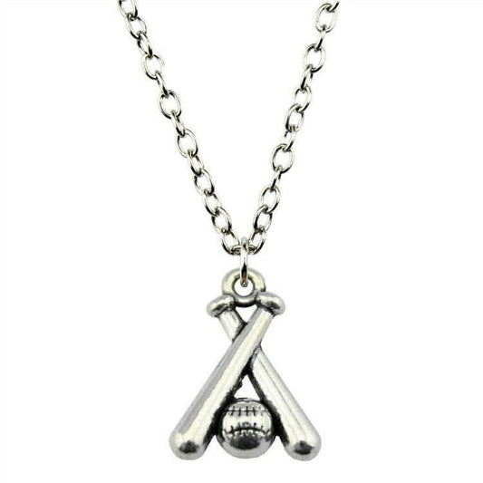 Baseball and Bats Pendant and Chain Necklace - Sportzzheads