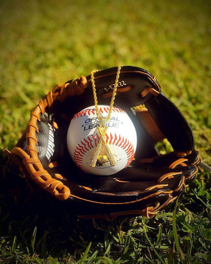 Studded Baseball Bats Pendant and Chain Necklace - Sportzzheads