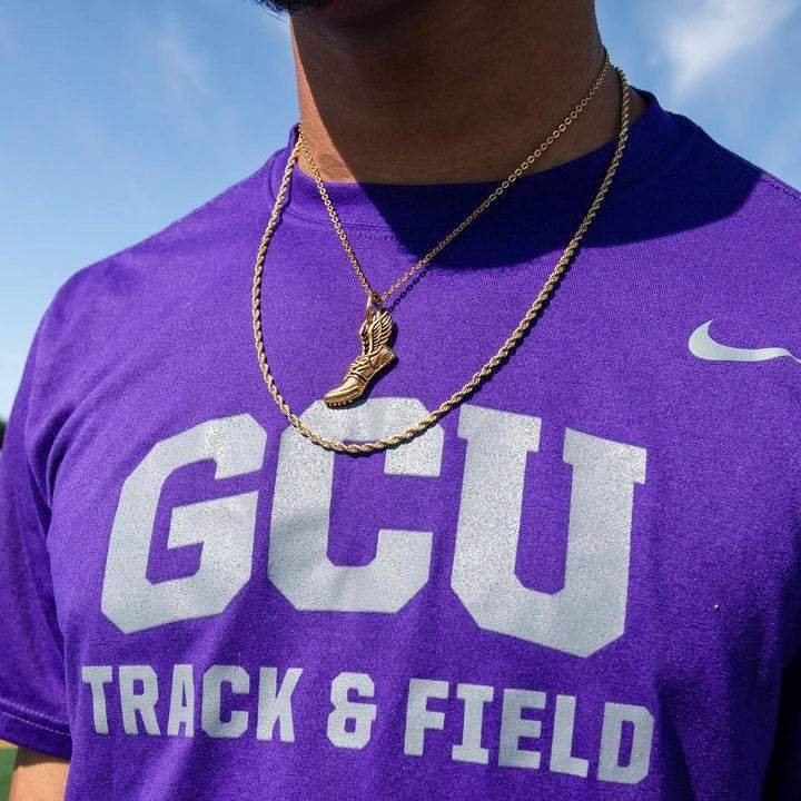 Winged Running Shoe Pendant and Chain Necklace - Sportzzheads