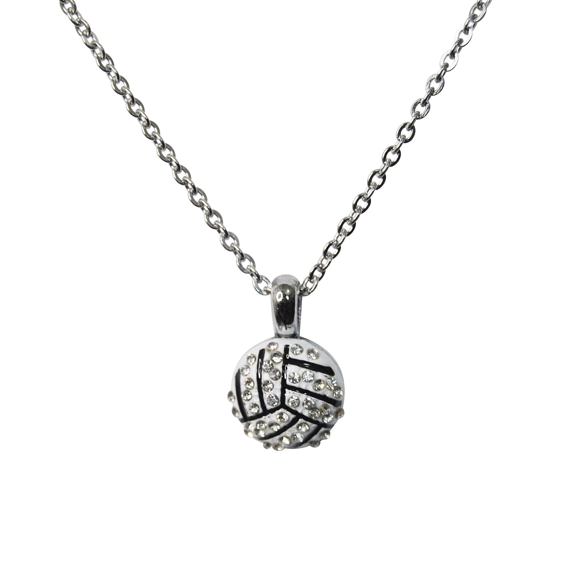 Studded Volleyball Pendant and Chain Necklace-STD-VYBL-24
