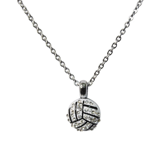 Studded Volleyball Pendant and Chain Necklace-STD-VYBL-24