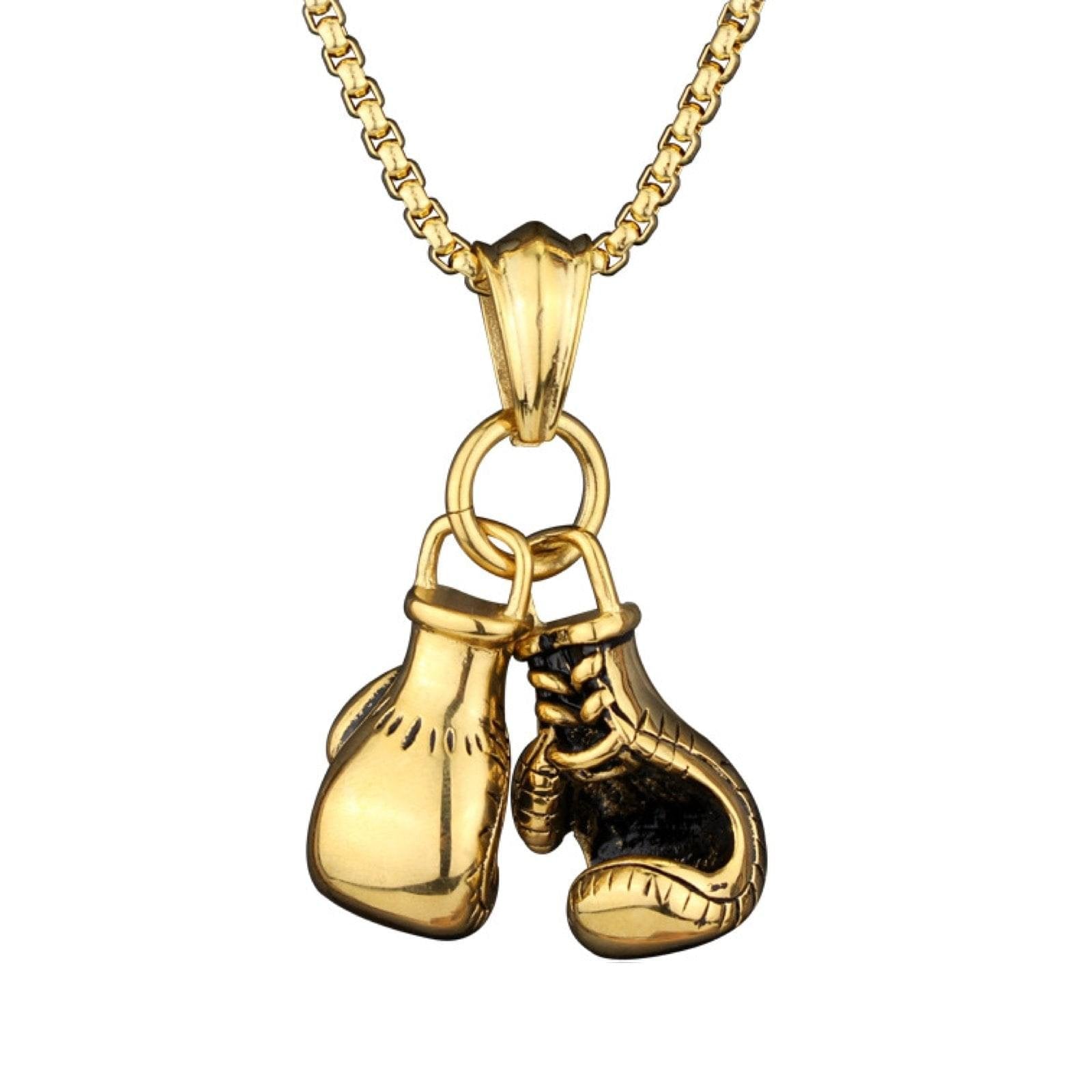 Boxing Gloves Pendant and Chain Necklace-SLVR-BXG-GLVS-24