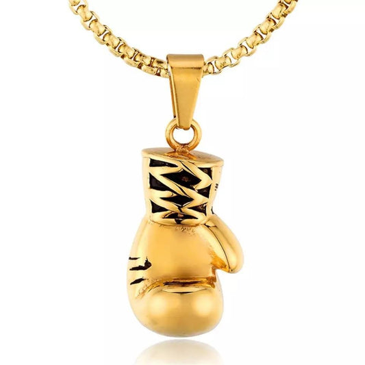 Boxing Glove Pendant and Chain Necklace-SLVR-BXG-GLV-24